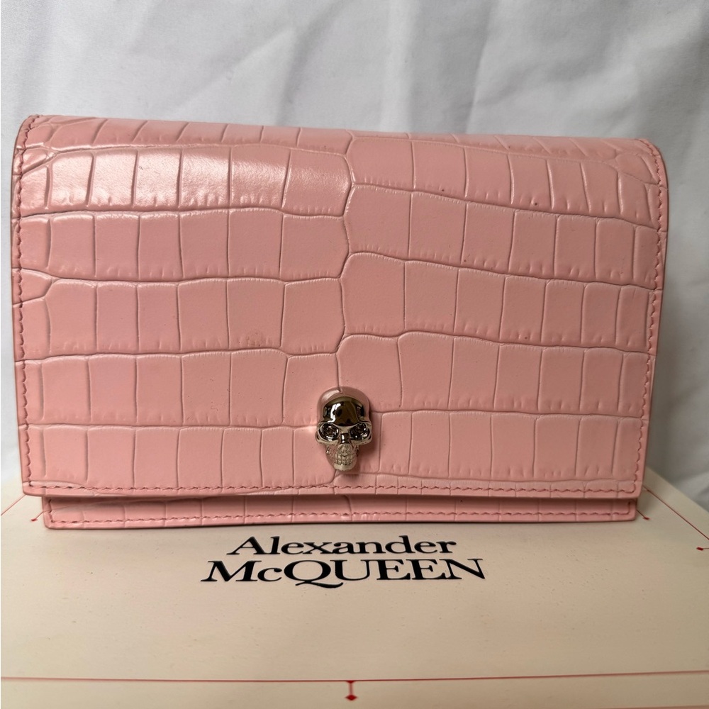 Alexander McQueen Pink Croc-Embossed Women's Bag